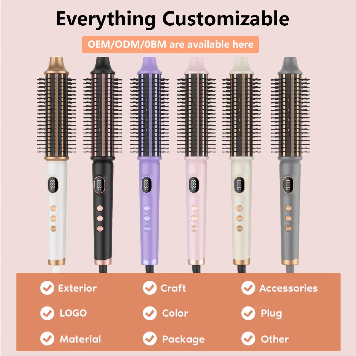 Casa De Belleza Ionic Negative Ion round Electric Heated Thermal Brush Curling Iron Hair Curler Set