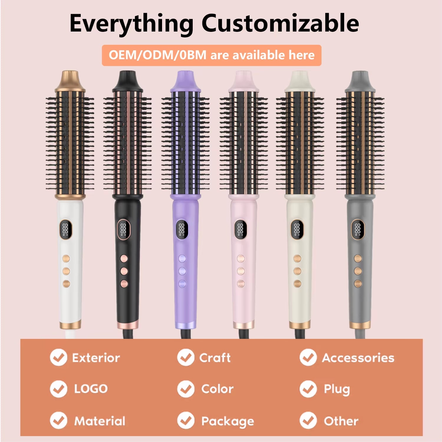 Casa De Belleza Ionic Negative Ion round Electric Heated Thermal Brush Curling Iron Hair Curler Set