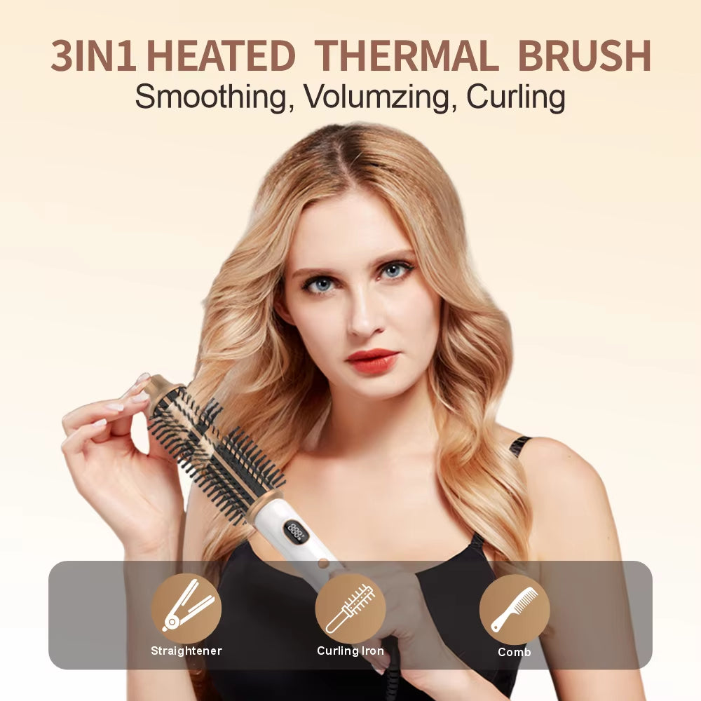 Casa De Belleza Ionic Negative Ion round Electric Heated Thermal Brush Curling Iron Hair Curler Set
