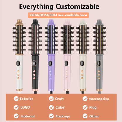 Casa De Belleza Ionic Negative Ion round Electric Heated Thermal Brush Curling Iron Hair Curler Set